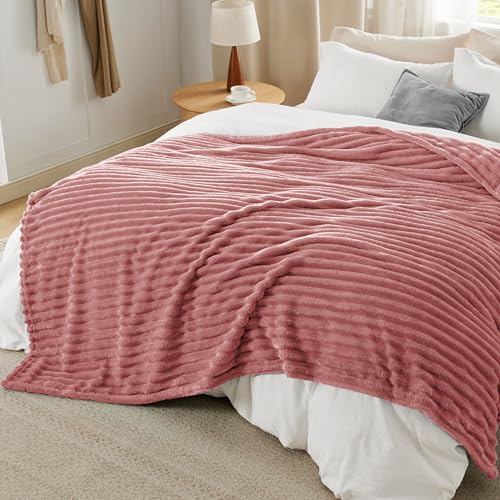 Soft King Size Blankets for Bed Dusty Pink 108"x90"