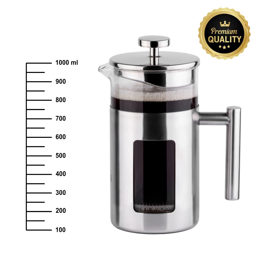34 Ounce French Press Coffee Maker with Stainless Steel 18
