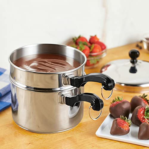 Classic Series Stainless Steel Double Boiler and Saucepan with Lid