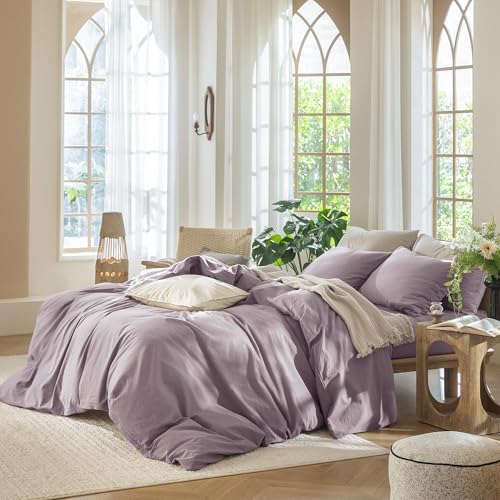 Duvet Cover Set 100% Washed Cotton Linen Like King