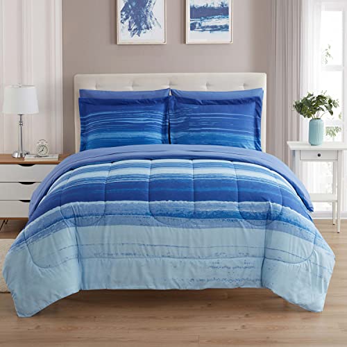 7 Piece Comforter Set Bag Solid Color All Season Soft Down Alternative Blanket & Luxurious Microfiber Bed Sheets