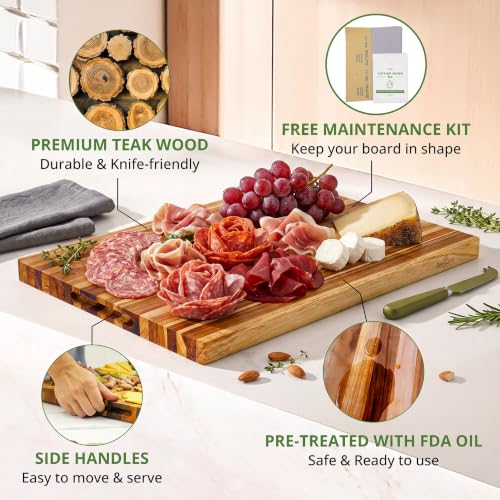 Large Teak Wood Cutting Board with Hand Grip