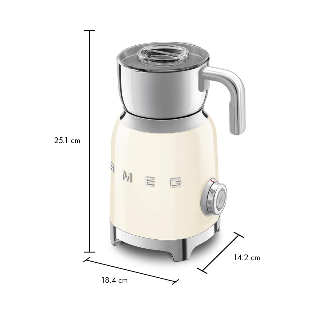 Retro 50's Style Milk Frother with 2 Disks 6 Preset Programs Hot or Cold Frothing and Induction Heating