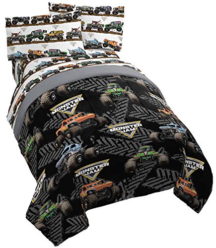Monster Jam Full Size Comforter Set 5 Piece Kids Bedding for Boys