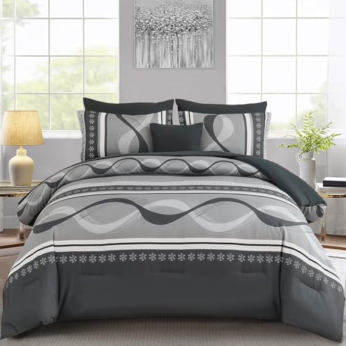 Anibeddin Grey Comforter Set King Size