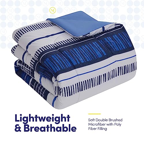5 Piece Comforter Set Bag Solid Color All Season Soft Down Alternative Blanket & Luxurious Microfiber Bed Sheets