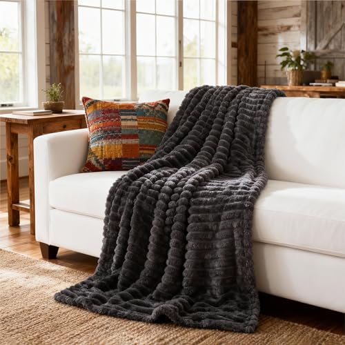 Soft Grey Throw Blanket for Couch Decor Gifts 50"x70"