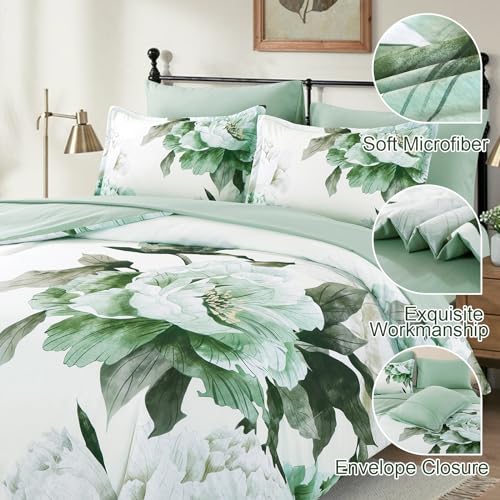 Green Queen Comforter Set 7 Piece Bed in a Bag Queen