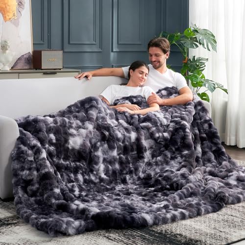 Faux Fur Throw Blanket for Bed King Size