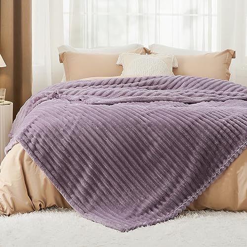 Soft King Size Blankets for Bed Light Purple 108"x90"