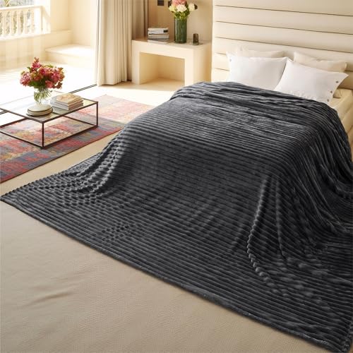 Extra Soft Large Fleece Blanket for Bed Grey 120"x120"