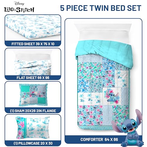 Disney Lilo and Stitch Twin Comforter Set 5 Piece Bedding for Girls