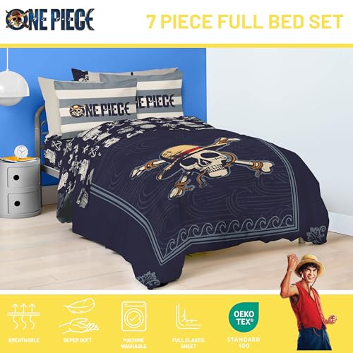 One Piece Luffy Full Comforter Set 7 Piece Soft Anime Bedding