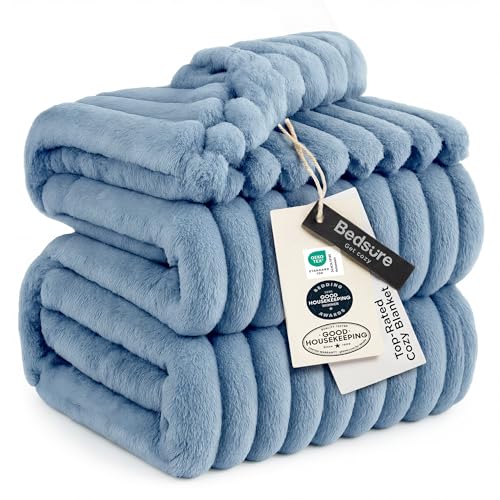 Soft King Size Blankets for Bed Blue 108"x90"