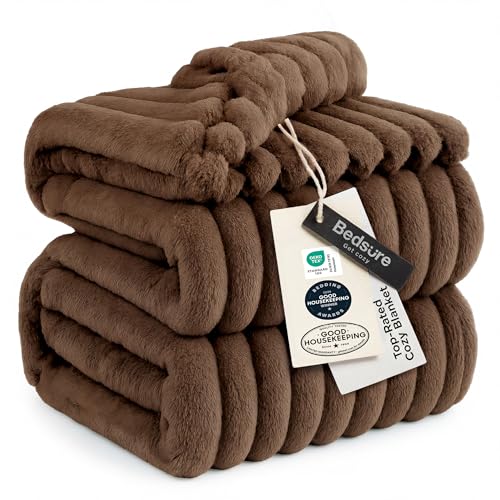 Soft Queen Size Blanket for Bed Brown 90"x90"