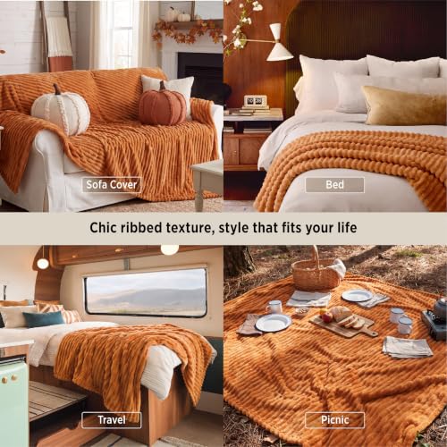 Soft King Size Blankets for Bed Orange 108"x90"