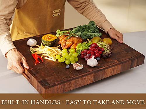 Extra Large Walnut Wood End Grain Cutting Board 24x18x2" Cut Block
