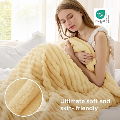 Soft Throw Blanket for Couch Decor Gifts Custard Yellow 50"x60"