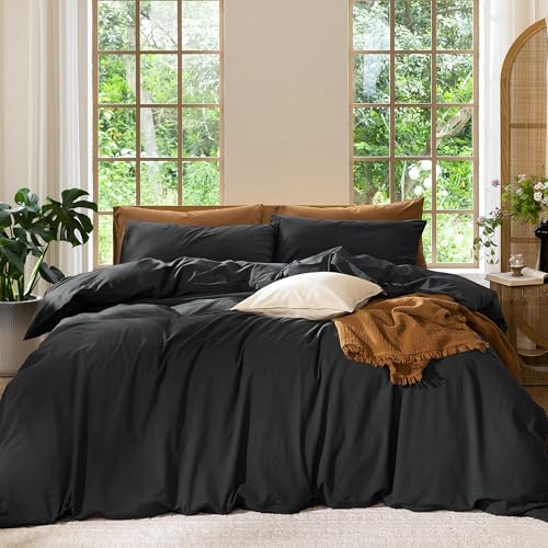 Duvet Cover Set 100% Washed Cotton Linen Like Full (64 Ounce)