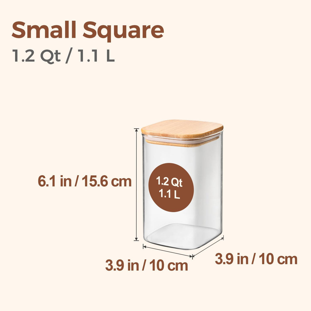 Square Glass Containers With Lids 1.2 Qt (9 Count)