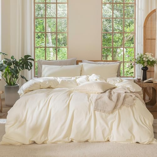 Duvet Cover Set 100% Washed Cotton Linen Like Super King Plus