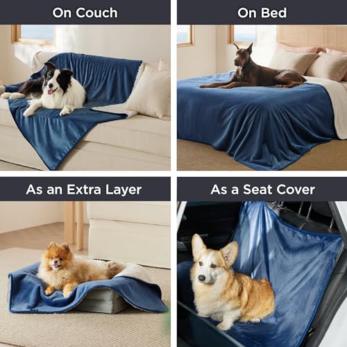 Waterproof Dog Blankets for Large Dogs Sherpa Fleece Throw