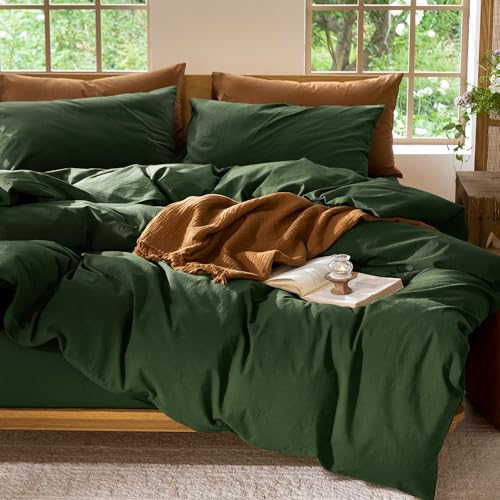 Duvet Cover Set 100% Washed Cotton Linen Like Oversized King Plus (3 Count)