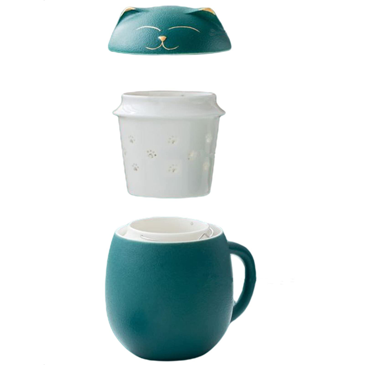 Cat Ceramic Tea Mug with Infuser & Lid Leaf Tea Cup for Home Office