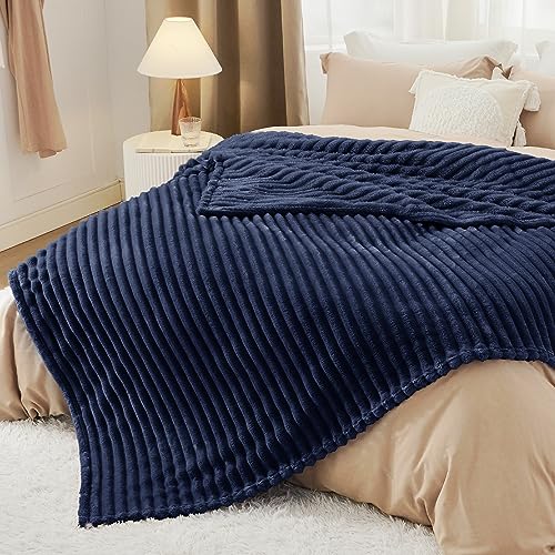 Soft King Size Blankets for Bed Navy Blue 108"x90"