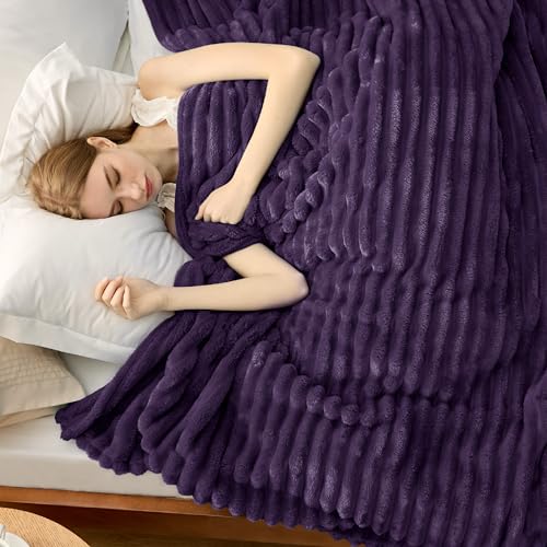 Soft King Size Blankets for Bed Purple 108"x90"