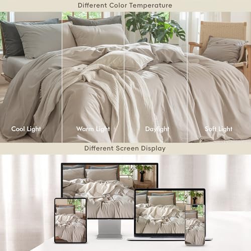 Duvet Cover Set 100% Washed Cotton Linen Like Twin (2 Piece Set)