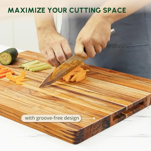 Large Teak Wood Cutting Board with Hand Grip
