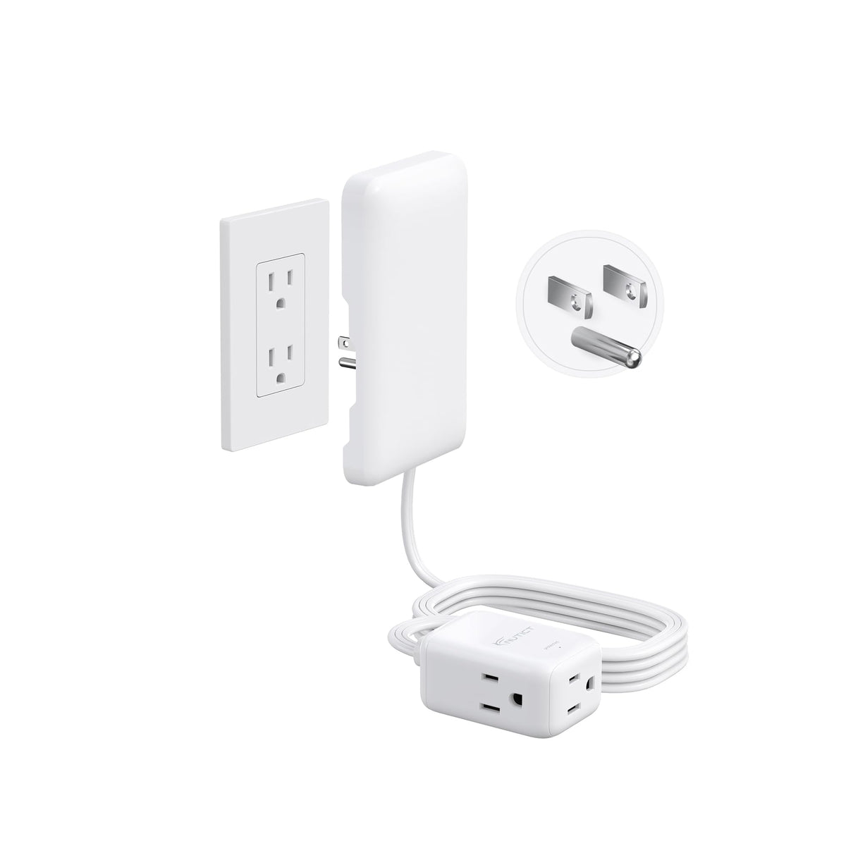 10FT Flat Plug Extension Cord with Ultra