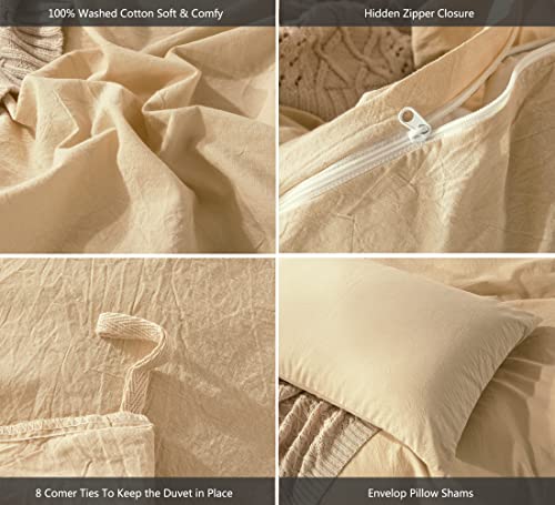 Duvet Cover Set 100% Washed Cotton Linen Like King