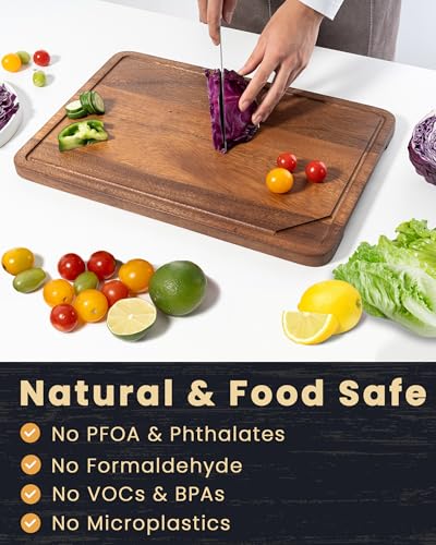 Walnut Wood Cutting Board with Juice Groove for Kitchen Countertop