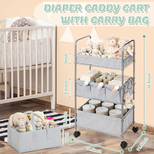 2 in 1 Baby Diaper Caddy Organizer Cart