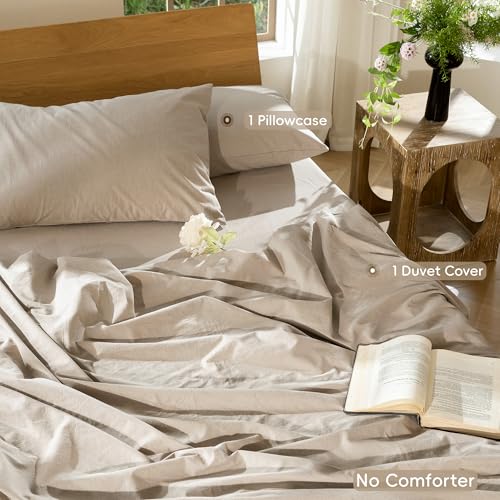 Duvet Cover Set 100% Washed Cotton Linen Like Twin