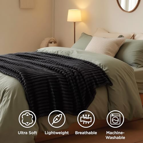 Soft Twin Blanket for Bed Decor Gifts Black 60"x80"