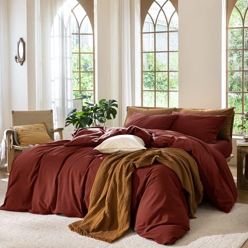 Duvet Cover Set 100% Washed Cotton Linen Like Cal King