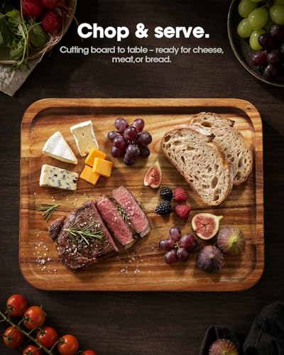 Starkbear Acacia Wood Cutting Board Set of 3 with Stand (3 Count)