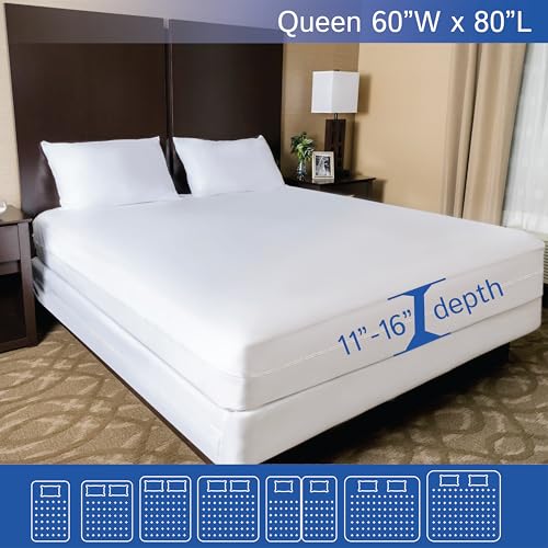 Queen Size Mattress Protector Waterproof Zippered Cover Premium Quality Encasement White