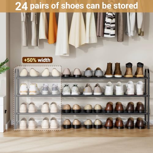 3 Tier Long Shoe Rack for Closet Metal Shoe Organizer for Entryway