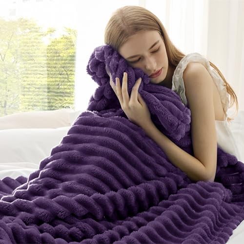Soft Twin Blanket for Bed Decor Gifts Purple 60"x80"