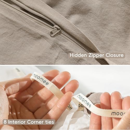 Duvet Cover Set 100% Washed Cotton Linen Like King (64 Ounce)