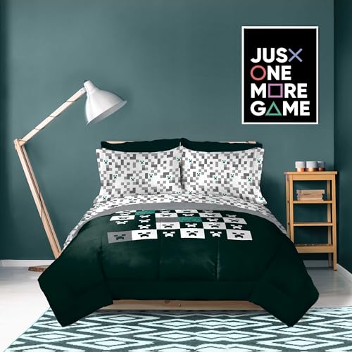 Minecraft Creeper Full Comforter Set 7 Piece Video Game Bedding