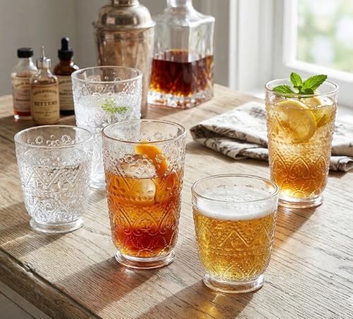 Vintage Drinking Glasses Set of 8 Elegant Glassware Set (8 Count)