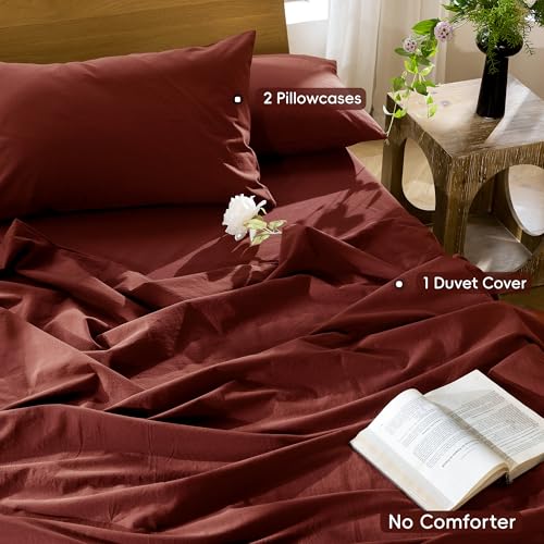 Duvet Cover Set 100% Washed Cotton Linen Like Queen