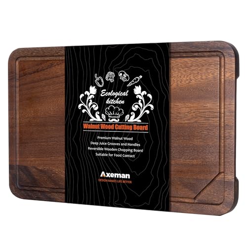 Walnut Wood Cutting Board with Juice Groove for Kitchen Countertop