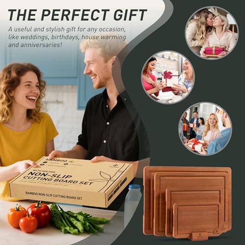 Bamboo Cutting Board Set Non Slip Feet with Holder Over Sink Best Grandpa Grandfather Elder Men Father Day Grandparents Great Papaw Peepaw Pawpaw Granddad Happy Birthday Christmas Unique Cool Gifts (5 Count)