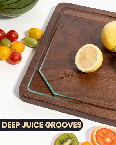 Walnut Wood Cutting Board with Juice Groove for Kitchen Countertop